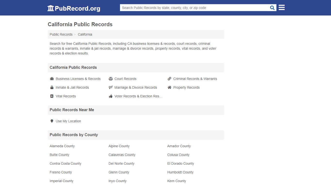 Free California Public Records - PubRecord.org